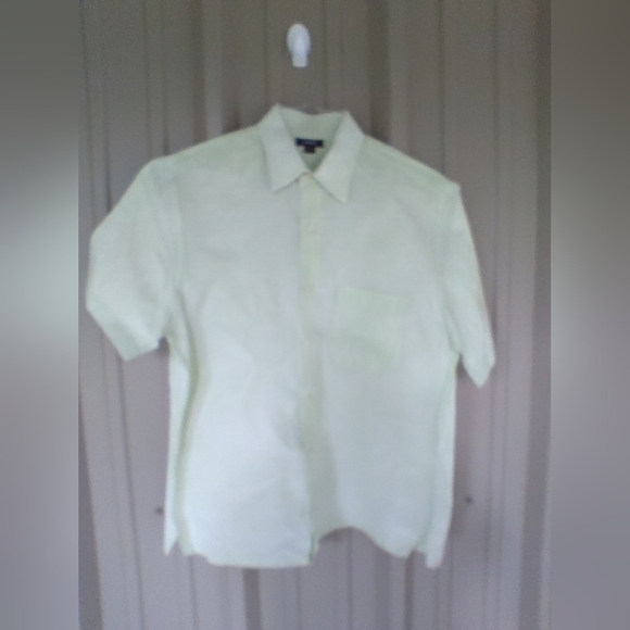 Mens J. Crew Vintage Light Green Short Sleeve Button Down Linen Shirt Medium - Picture 2 of 3